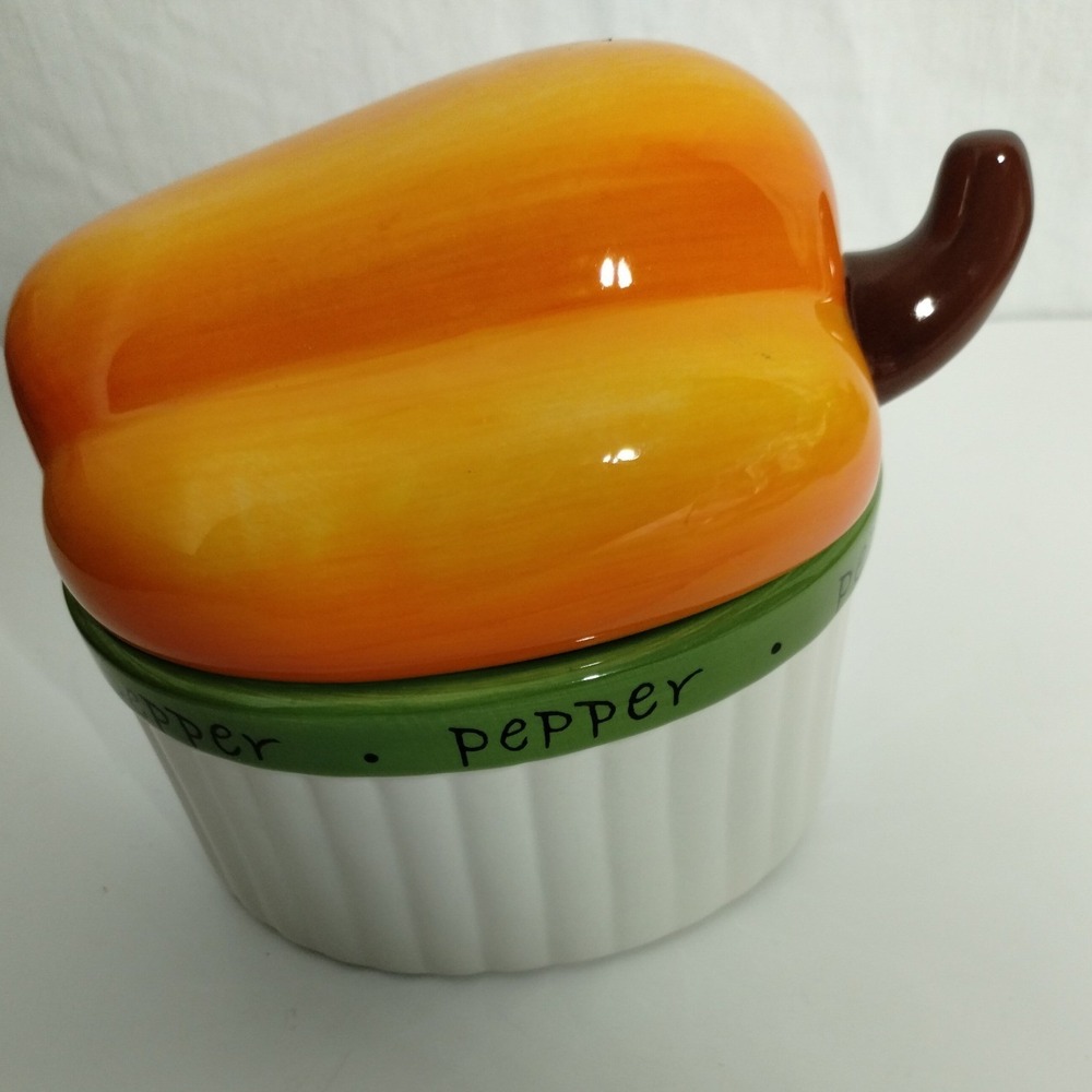 Orange Pepper Covered Ramekin Judy Phillips Certified International Ceramic Dish